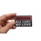 Warning All Lust No Love Patch shown on hand for size comparison