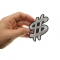 Dollar Sign Patch | Embroidered Patches Dollar Sign Iron on Novelty Patch shown on hand for size comparison