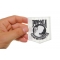 White POW MIA Iron on Patch shown on hand for size comparison