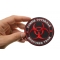 Zombie OutBreak Response Team Red Patch | Embroidered Patches Zombie OutBreak Response Team Red Funny Iron on Patch shown on hand for size comparison