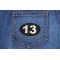 Lucky 13 Patch | Embroidered Patches Lucky 13 Iron on Novelty Patch shown on jeans