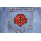 2B1 ASK1 Free Mason Black And Red Patch | Embroidered Patches 2B1 ASK1 Free Mason Black and Red Patch shown on jeans