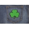 3 Leaf Clover Shamrock Patch | Embroidered Patches 3 Leaf Clover Shamrock Novelty Iron on Patch shown on jeans
