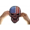American Flag Skull Patch, Large Skull Patches for Biker Jackets shown on hand for size comparison