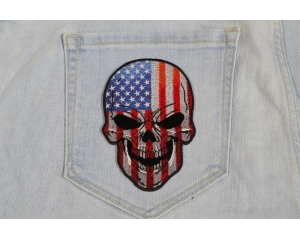 American Flag Small Skull Patch