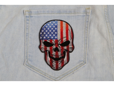 American Flag Small Skull Patch