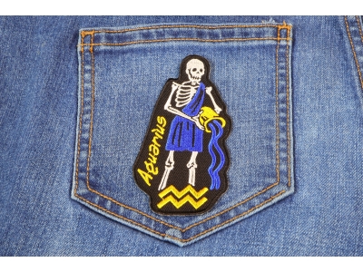 Aquarius Skull Zodiac Sign Patch