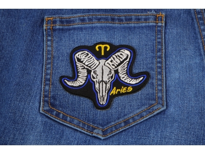 Aries Skull Zodiac Sign Patch