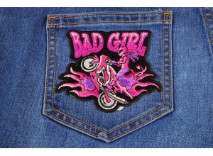 Bad Girl Wheeley Biker Small Patch | Embroidered Biker Patches