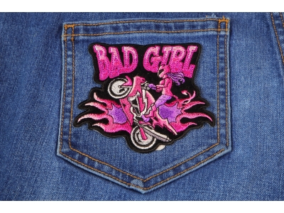 Bad Girl Wheeley Biker Small Patch | Embroidered Biker Patches