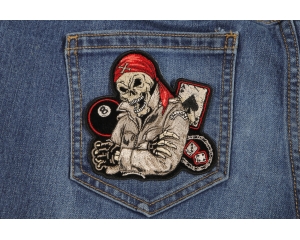 Biker Dude Ace Of Spades, 8 Ball, Dice And Fun Small Patch | Skull Patches