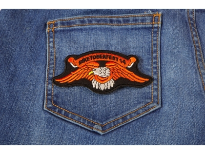 Biketoberfest 2014 Orange Downwing Eagle Biker Patch | Embroidered Patches