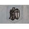 Black And White Crusader Knight Small Patch Black and White Crusader Knight Small Iron on Christian Patch shown on jeans