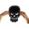 Black Skull Large Back Patch | Embroidered Patches Black Skull Patch, Large Skull Patches for Biker Jackets shown on hand for size comparison