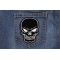 Black Skull Patch Small | Embroidered Patches Black Skull Patch shown on jeans