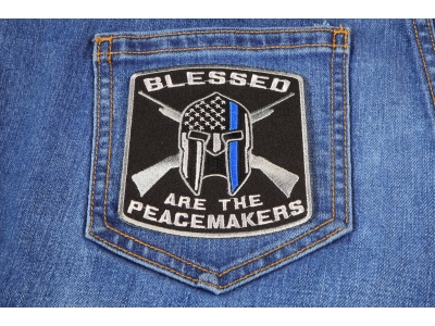 Blessed Are The Peacemakers Thin Blue Line Patch For Law Enforcement | Embroidered Patches