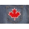 Canada Maple Leaf Patch Canada Maple Leaf Iron on Patch shown on jeans