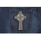 Celtic Cross Small Patch Celtic Cross Small Christian Patch shown on jeans