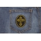 Christian Cross Oval Patch | Embroidered Patches Christian Cross Oval Patch shown on jeans
