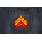 Corporal Marine Patch Corporal Patch in Red and Yellow shown on jeans