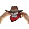 Large Cowboy Skull Patch | Embroidered Patches Red Scarf Cowboy Skull Patch, Large Skull Patches for Biker Jackets shown on hand for size comparison