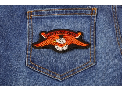 Daytona 2015 Orange Downwing Eagle Patch | Embroidered Biker Patches