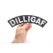 Dilligaf Rocker Patch, Large Back Patches shown on hand for size comparison