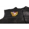 Gold Eagle Patriotic Iron on Patch With US Flag Small Gold Eagle Patch With US Flag Small - 3.5x3.5 inch. Embroidered Iron on Patch shown on leather vest
