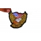 Gold Eagle Patriotic Iron on Patch With US Flag Small Gold Eagle Patriotic Iron on Patch With US Flag Small shown on hand for size comparison