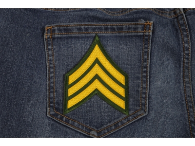 Green and Yellow Sergeant Chevron Patch 