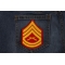 Gunnery Sergeant Red Patch shown on jeans