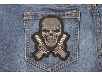 Guns And Skull Chrome Patch - Skull Patches