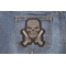 Guns And Skull Chrome Patch - Skull Patches Guns and Skull Patch shown on jeans