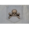 Skull and Cross Bones Patch Small shown on jeans