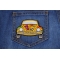 Hippie Bug Car Patch Hippie Bug Car Novelty Iron on Patch shown on jeans