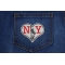 I Heart NY With Statue Of Liberty Small Patch shown on jeans