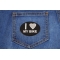 I Love My Bike Patch For Bikers shown on jeans
