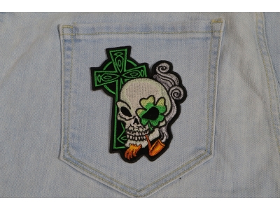 Irish Skull Cross Smoking Pipe Small Patch
