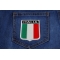 Italia Shield Patch | Embroidered Patches Italia Shield Patch shown on jeans