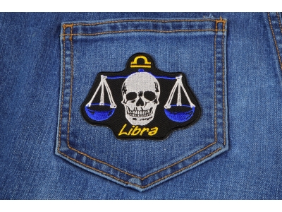 Libra Skull Zodiac Sign Patch
