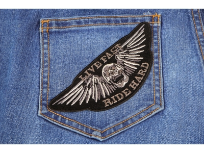 Live Fast Ride Hard Skull Small Patch | Embroidered Biker Patches