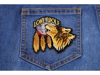 Lone Wolf Howling At The Moon Small Patch | Embroidered Biker Patches