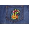 Love Guitar Cute Patch Love Guitar Cute Novelty Iron on Patch shown on jeans