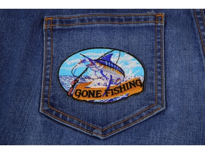 Marlin Gone Fishing Small Patch | Embroidered Patches