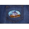 Marlin Gone Fishing Small Patch | Embroidered Patches Marlin Gone Fishing Small Patch shown on jeans