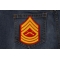 Master Sergeant Red Patch shown on jeans
