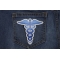 Medic Symbol Patch Blue Medic Symbol Iron on Patch Blue shown on jeans
