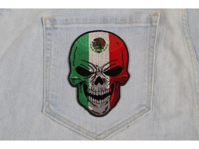 Mexican Flag Skull Small Patch