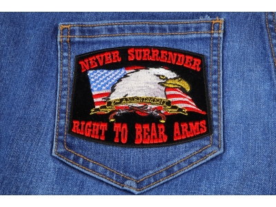 Never Surrender Black 2nd Amendment Patch | US Military Veteran Patches