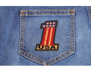 Number 1 USA Vintage Flag And Stars Patch | US Military Veteran Patches